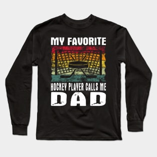 My Favorite Hockey Player Dad Vintage Text Long Sleeve T-Shirt